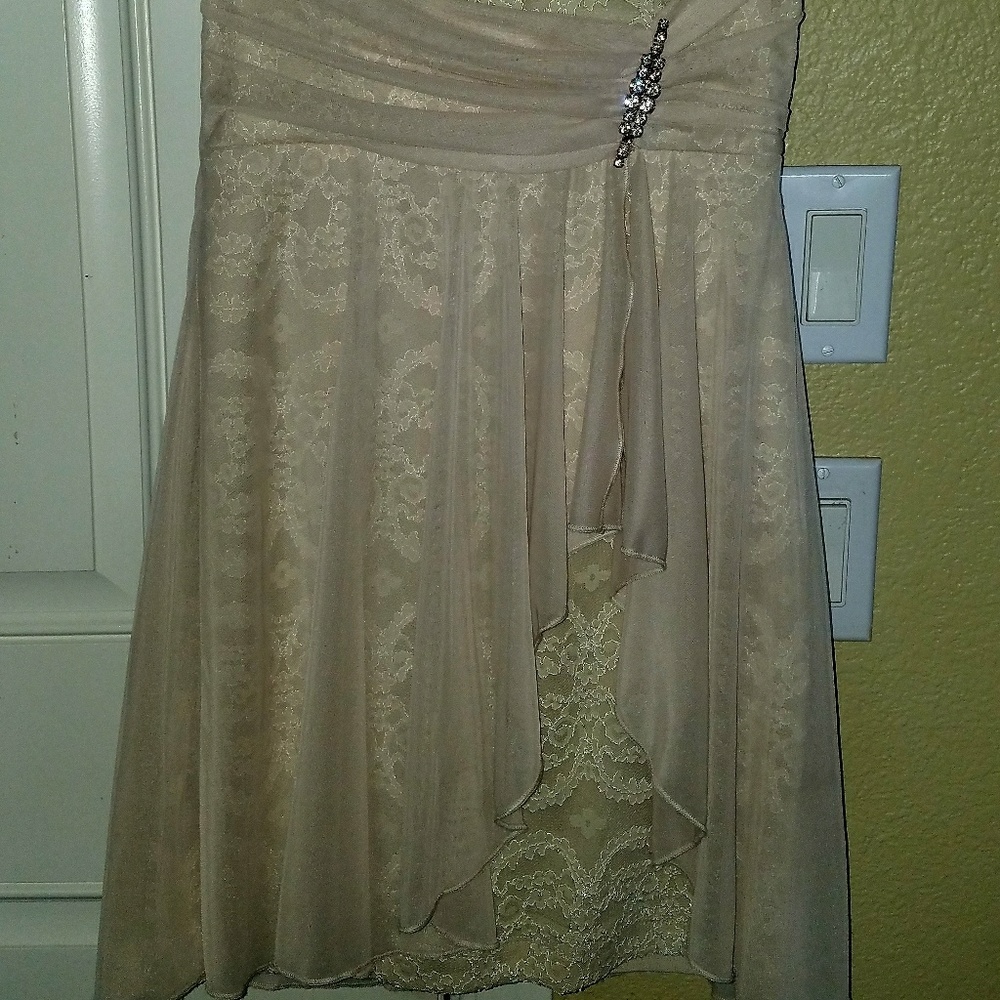 Formal Short Strapless Ivory Lace Dress - Picture 2 of 2